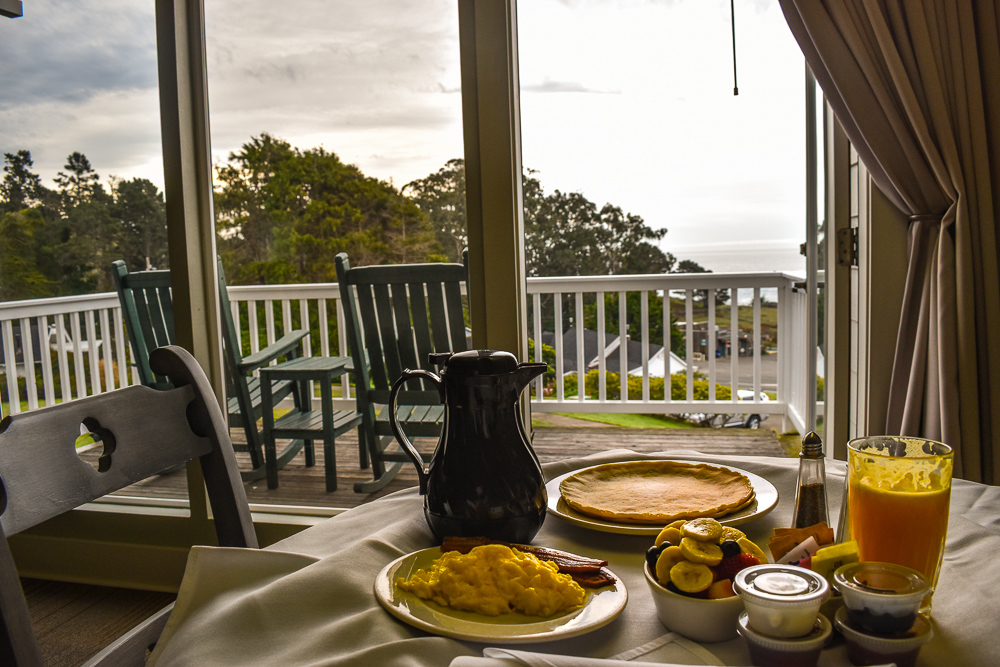 Breakfast in room at Little River Inn in Mendocino California